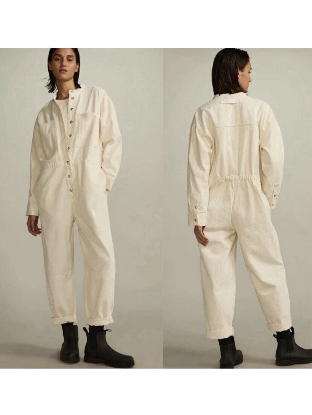 Everlane Canvas Cream Organic Cotton Coveralls Boho HipHop